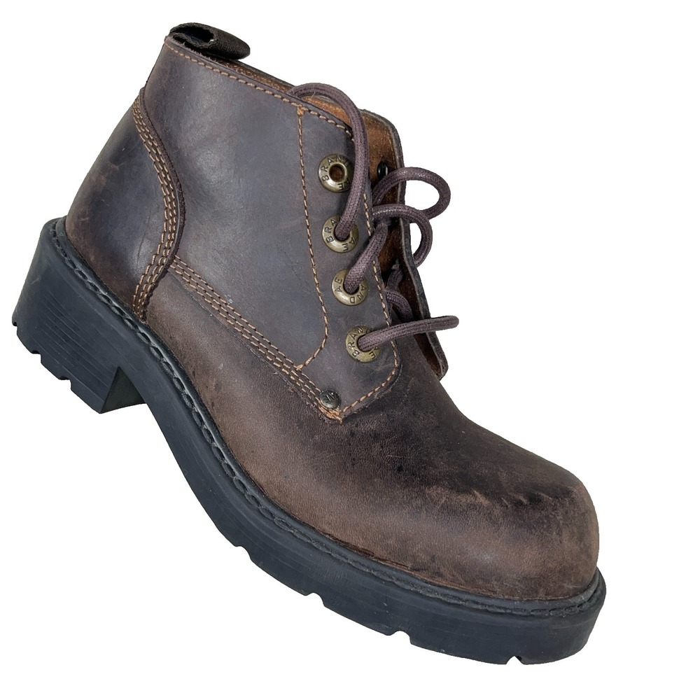 Vintage Y2K American Eagle Chunky Boots Size 6 Leather Ankle Lace Up Oxford 00s